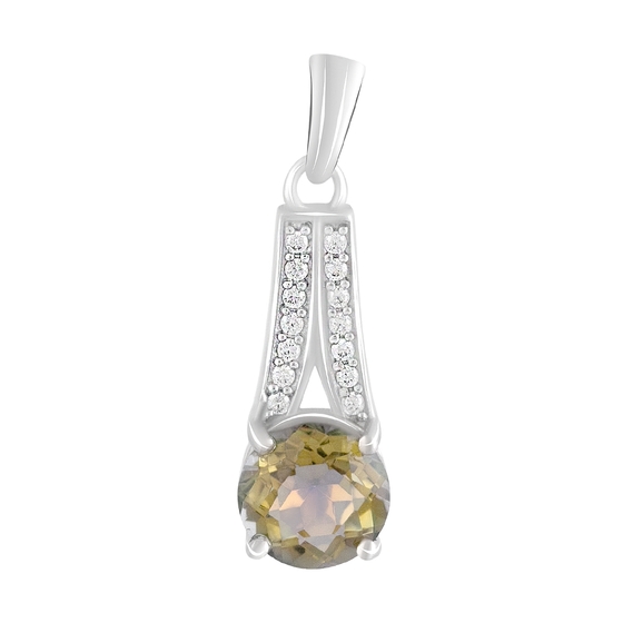Silver pendant with citrine nano 1.8ct, phianites