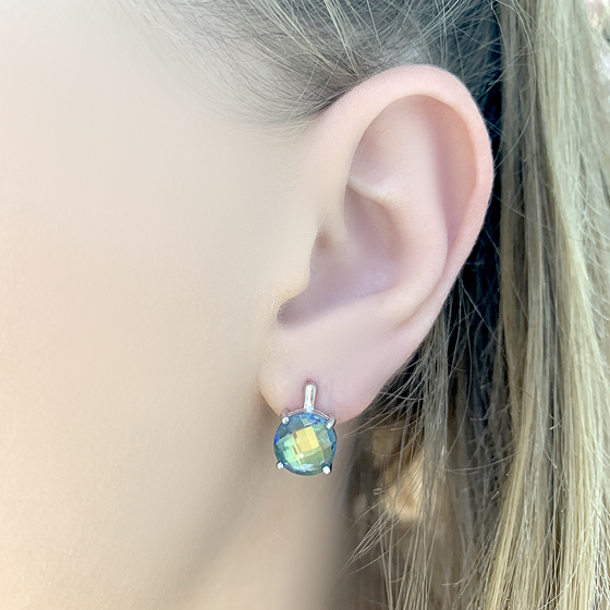 Silver Earrings with a 9.23-carat Mystic Topaz