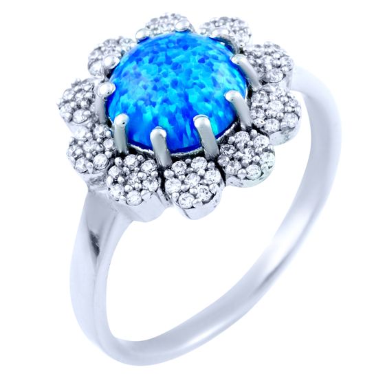 Silver ring with opal