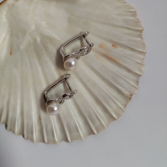 Серебряные серьги с жемчугом 8.5ct