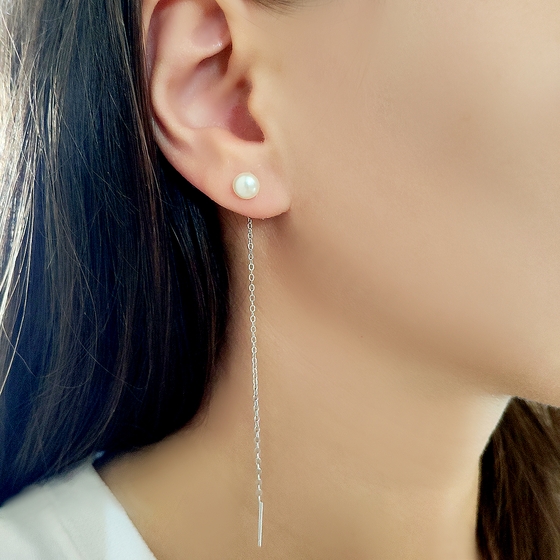 Серебряные серьги с перлами 2ct