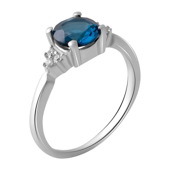 Silver ring with topaz London Blue