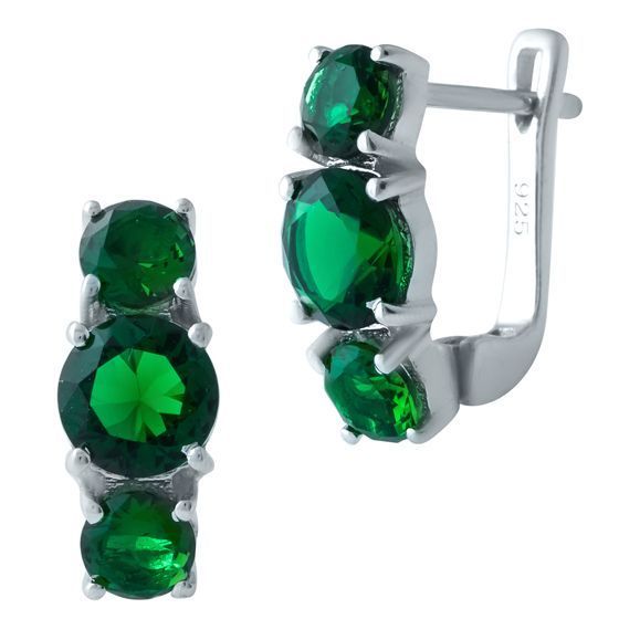 Silver earrings with emerald nano 3.2ct