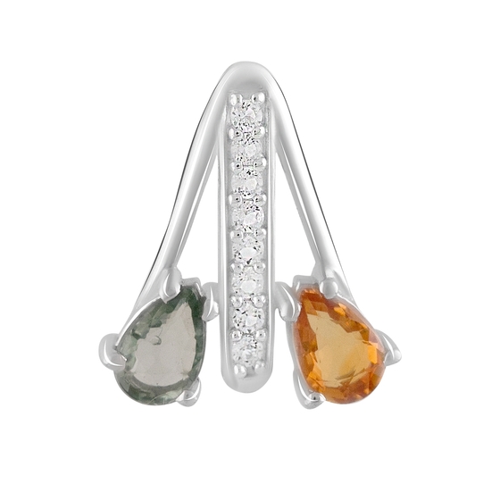 Silver pendant with sapphire, white topaz