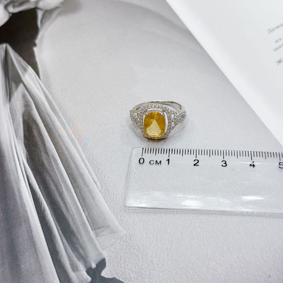 Silver ring with nano 3.383ct citrine