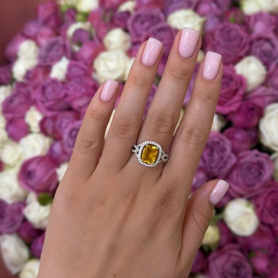 Silver ring with nano 3.383ct citrine