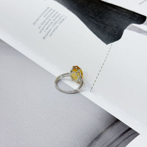 Silver ring with a 5.25 ct nano citrine