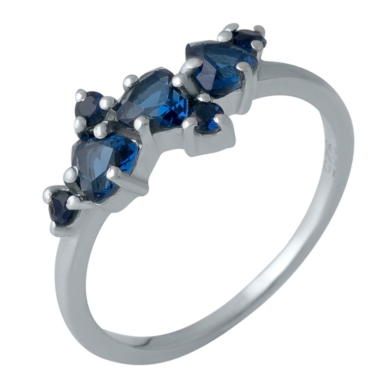 Silver ring with a 0.742-carat nano sapphire