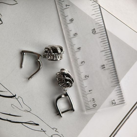Срібні сережки з раухтопазом (димчастим кварцом) 8.502ct, фіанітами