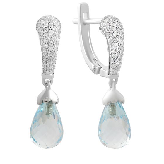 Silver earrings with a 9.483-carat topaz and cubic zirconia