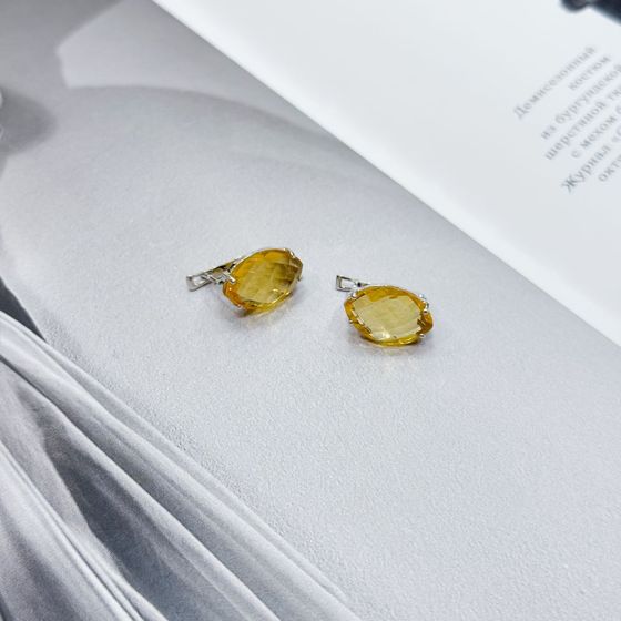 Silver Earrings with Citrine (Nano, 10.5 ct)