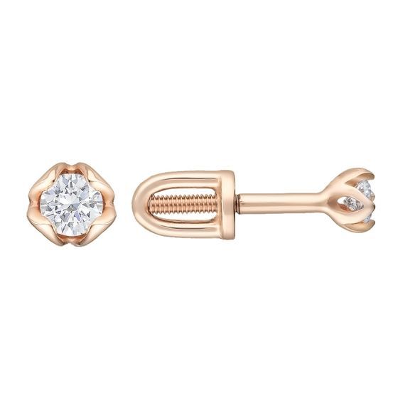 Золоті сережки з діамантом 0.12ct