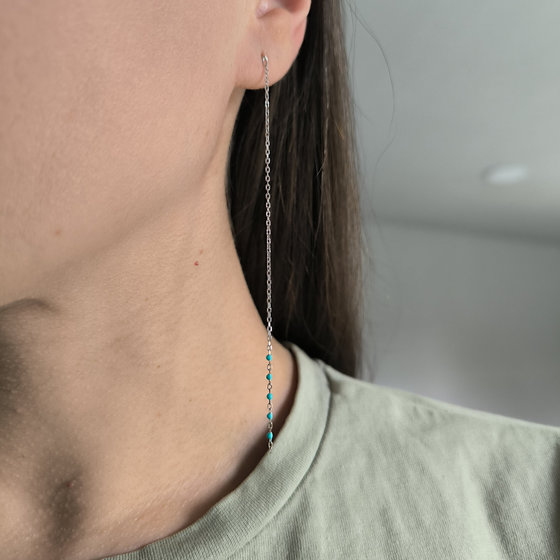 Silver Earrings with Enamel