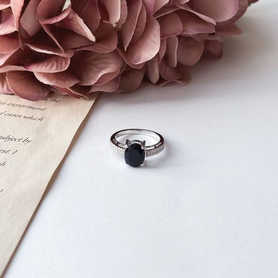 Silver ring with sapphire