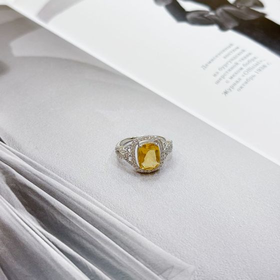 Silver ring with nano 3.383ct citrine