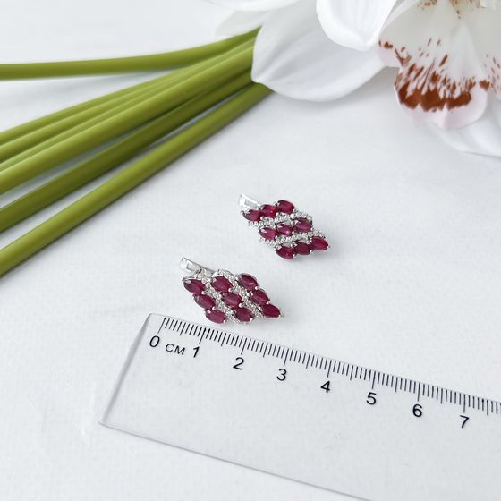 Серебряные серьги с рубином 7.101ct