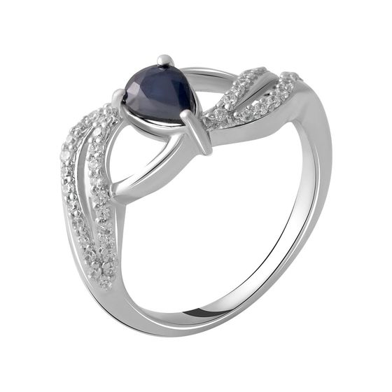 Silver ring with sapphire 0.74ct
