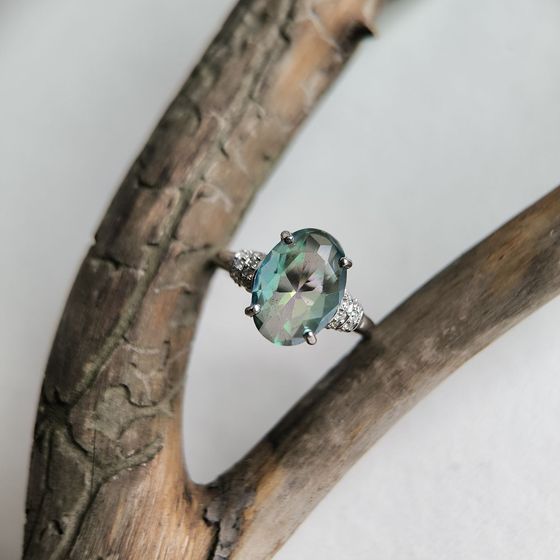 Срібна каблучка з містик топазом 3.78ct