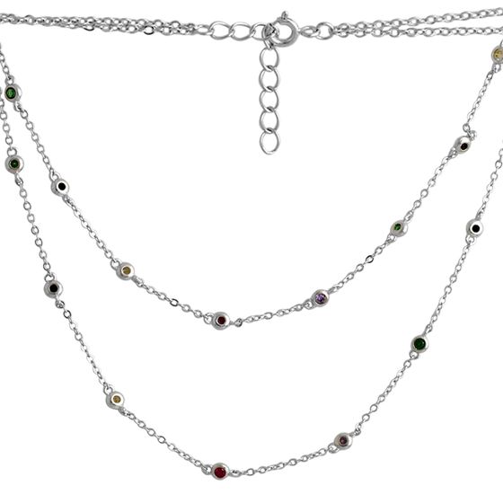 Silver necklace with phianites