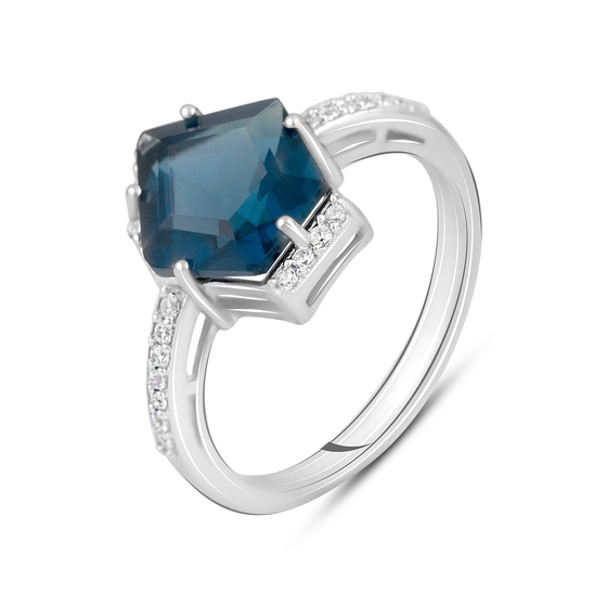 Silver ring with topaz London Blue 2.575ct