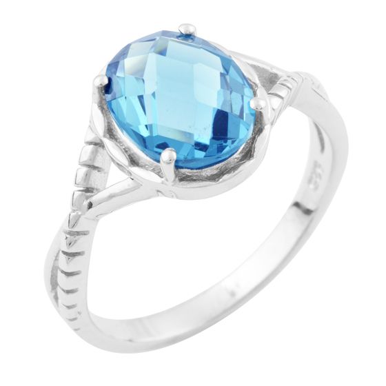Silver ring with topaz London Blue