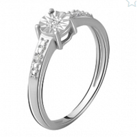 Кольца серебряные с бриллиантами