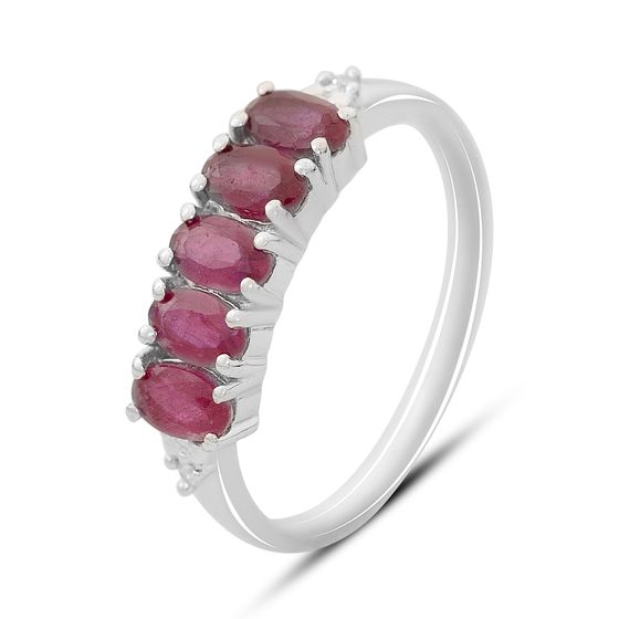 Sterling silver ring with 1.672ct ruby and fianites