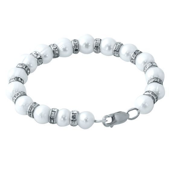Silver bracelet with pearls