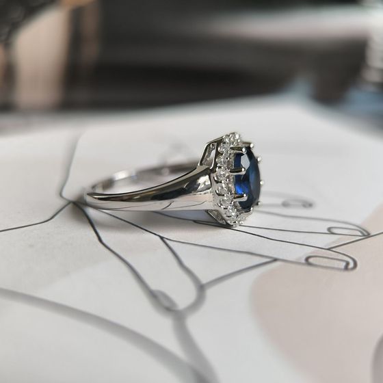 Срібна каблучка із сапфіром nano 1.388ct