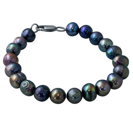 Silver bracelet with pearls