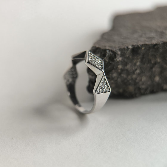 Silver ring with cubic zirconia