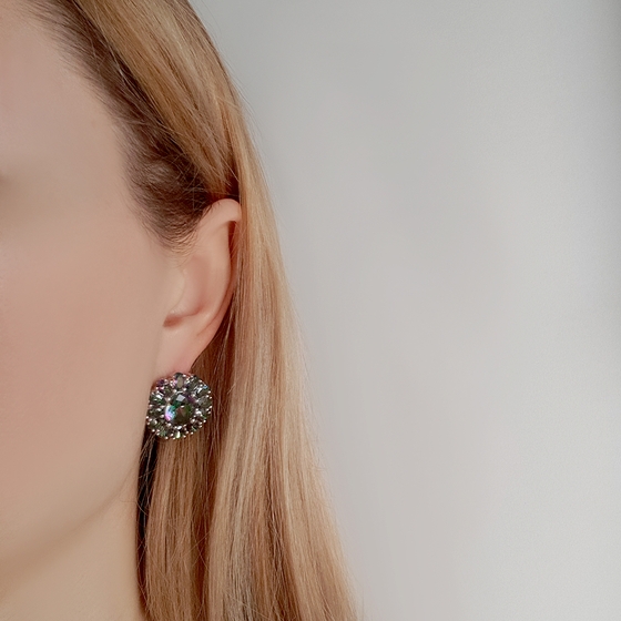 Серебряные серьги с мистик топазом 13.8ct