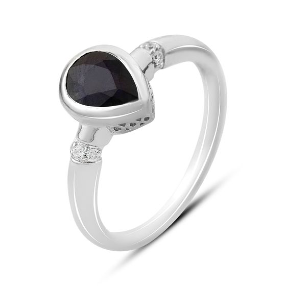 Sterling silver ring with sapphire 1.757ct, phianites
