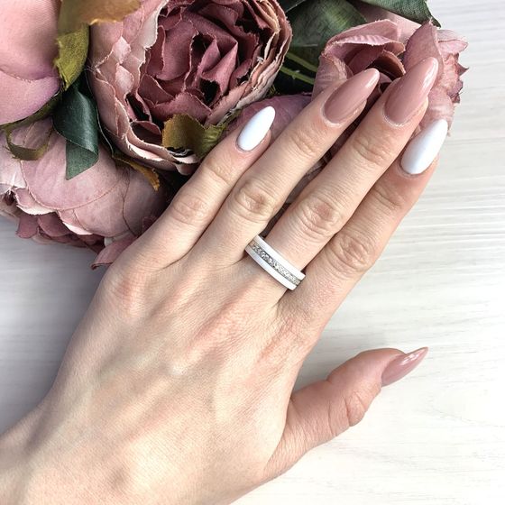 Silver ring with ceramics