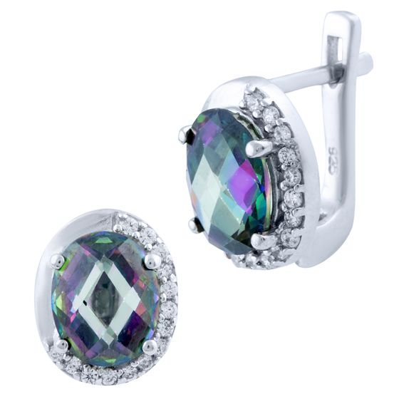Срібні сережки з містик топазом 3.75ct